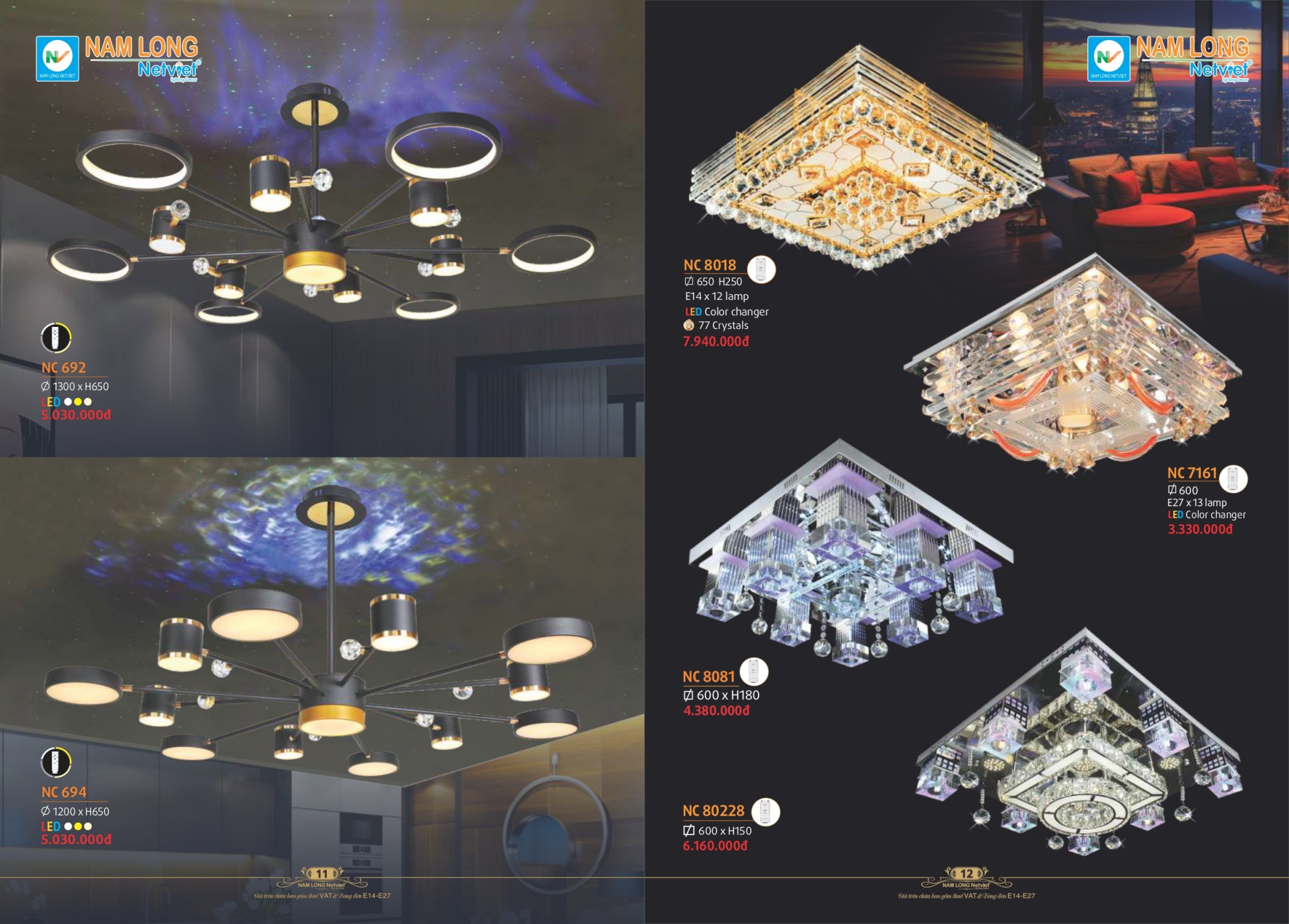 Bảng giá đèn trang trí Nam Long